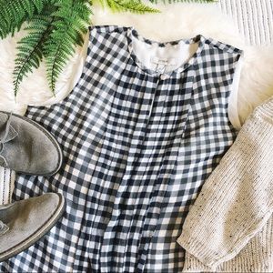 J. Crew Silk Sleeveless Pleated Gingham Tank Top